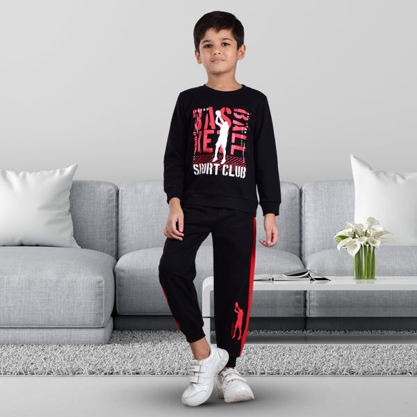 Clothe Funn Boys Sweatshirt & Track Pant Set, Black