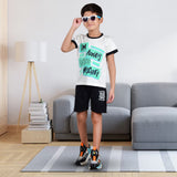 Boys Half sleeve Shirt & Shorts Co-Ord Set, Off White & Black