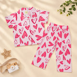 Clothe Funn Girls Cotton Heart Printed Night Suit, Light Pink