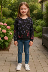 Clothe Funn Girls Fleece Sweatshirt, Black