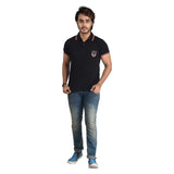Clothe Funn Mens Polo T-Shirt Embroidery, Black