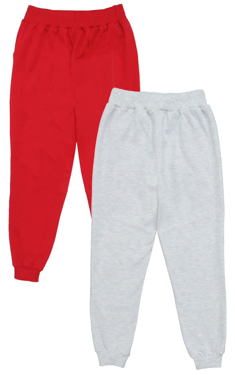 Clothe Funn Boys Track Pant Loop Knit fabric, Red & Yellow, (Pack of 2)