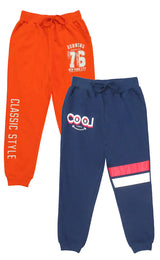 Clothe Funn Boys Track Pant Loop Knit fabric, Orange & Navy, (Pack of 2)