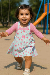 Clothe Funn Baby Girl's Swan Printed Dress, White
Frock & Full Sleeve T-shirt