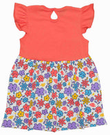 Clothe Funn New Born Baby Girl's Flower Printed Designer Dress with Bow, Coral/AOP
Cap Sleeve Frock