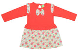 Clothe Funn New Born Baby Girl's Floral Printed Dress with Frill, Coral/Peach 
Full Sleeve Frock