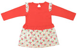 Clothe Funn New Born Baby Girl's Floral Printed Dress with Frill, Coral/Peach 
Full Sleeve Frock