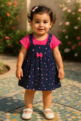 Clothe Funn New Born Baby Girl's Heart Printed Dress, Navy/Coral
Frock & Short Sleeve T-shirt