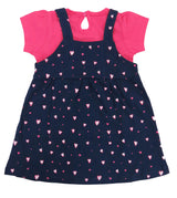 Clothe Funn New Born Baby Girl's Heart Printed Dress, Navy/Coral
Frock & Short Sleeve T-shirt