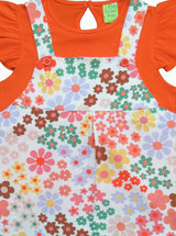 Clothe Funn New Born Baby Girl's Flower Printed Dress, Off White/Orange
Frock & Cap Sleeve T-shirt