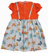 Clothe Funn New Born Baby Girl's Trendy Butterfly Printed Dress With Lace, Orange/White
Cap Sleeve Frock