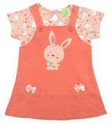 Clothe Funn New Born Baby Girl's Pinafore Knee Length Rabbit Printed Dress, Peach/Coral
Frock & Short Sleeves T-shirt