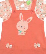 Clothe Funn New Born Baby Girl's Pinafore Knee Length Rabbit Printed Dress, Peach/Coral
Frock & Short Sleeves T-shirt