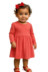 Clothe Funn Baby Girls Full Sleeve Dress Coral & Mint (Pack of 2)