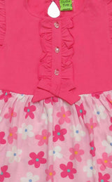 Clothe Funn New Born Baby Girl's Flower Printed Designer Dress, Pink AOP
Cap Sleeve Frock