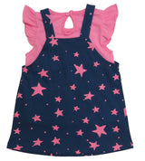 Clothe Funn New Born Baby Girls Star Printed Dress, Pink/Navy
Frock & Cap Sleeve T-shirt