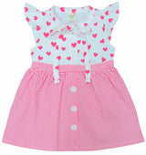 Clothe Funn New Born Baby Girl's Heart & Striped Printed Skin Friendly Dress, Pink Stripes
Cap Sleeve Frock