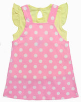 Clothe Funn New Born Baby Girl's Polka Printed Dress, Pink/Yellow
Frock & Cap Sleeve T-shirt