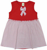 Clothe Funn New Born Baby Girl's Striped Printed Sleeveless Dress with Cute Bow, Red Stripes
Sleeveless Frock
