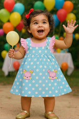Clothe Funn New Born Baby Girl's Polka Printed Dress, T.Blue/Pink
Frock & Cap Sleeve T-shirt