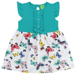 Clothe Funn New Born Baby Girl's Butterfly Printed Designer Dress, Turq/White AOP
Cap Sleeve Frock