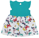 Clothe Funn New Born Baby Girl's Butterfly Printed Designer Dress, Turq/White AOP
Cap Sleeve Frock