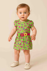 Clothe Funn Baby Girl's Fancy Ice Cream Printed Dress, Green AOP
Short Sleeves Frock