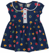 Clothe Funn Baby Girls Flower Printed Fancy Dress with Lace, Navy AOP
Cap Sleeve Frock
