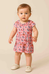 Clothe Funn Baby Girl's Unicorn Printed Fancy Dress, Peach AOP
Short Sleeves Frock