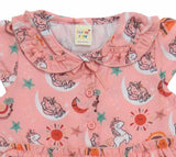 Clothe Funn Baby Girl's Unicorn Printed Fancy Dress, Peach AOP
Short Sleeves Frock