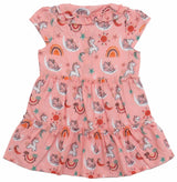 Clothe Funn Baby Girl's Unicorn Printed Fancy Dress, Peach AOP
Short Sleeves Frock