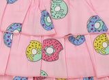 Clothe Funn Baby Girl's Donut Printed Fancy Triple Layered Dress, Pink AOP
Short Sleeves Frock