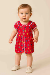 Clothe Funn Baby Girl's Pure Cotton Floral Printed Fancy Dress with Lace, Red AOP
Cap Sleeve Frock