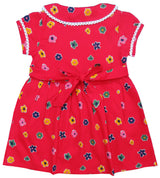 Clothe Funn Baby Girl's Pure Cotton Floral Printed Fancy Dress with Lace, Red AOP
Cap Sleeve Frock