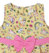 Clothe Funn Baby Girl's Sleeveless Rainbow Printed Fancy Dress with Bow, Yellow/Pink
Sleeveless Frock