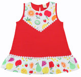 Clothe Funn New Born Baby Girl's Sleeveless Fruits Printed Frock, Red/White AOP
Sleeveless Frock