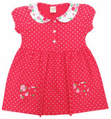 Clothe Funn New Born Baby Girl's Pure Cotton Dotted Printed Dress, Coral AOP
Short Sleeves Frock