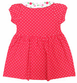 Clothe Funn New Born Baby Girl's Pure Cotton Dotted Printed Dress, Coral AOP
Short Sleeves Frock