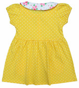 Clothe Funn New Born Baby Girl's Pure Cotton Dotted Printed Dress, Gold AOP
Short Sleeves Frock