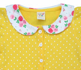 Clothe Funn New Born Baby Girl's Pure Cotton Dotted Printed Dress, Gold AOP
Short Sleeves Frock