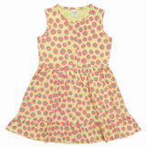 Clothe Funn New Born Baby Girl's Sleeveless Flower Printed Dress, Lemon Sleeveless Frock