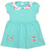 Clothe Funn New Born Baby Girl's Pure Cotton Dotted Printed Dress, Mint AOP
Short Sleeves Frock