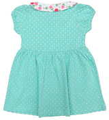 Clothe Funn New Born Baby Girl's Pure Cotton Dotted Printed Dress, Mint AOP
Short Sleeves Frock