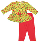 Clothe Funn Baby Girls Floral Printed Full Sleeve T-Shirt & Full Pant Set, Yellow AOP/Coral
Full Sleeve Top & Pant