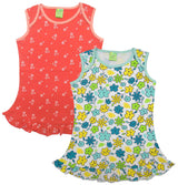 Clothe Funn Baby Girls Floral Printed Frock, Combo 1:- Coral/White (Pack of 2)
Sleeveless Frocks
