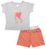 Clothe Funn Baby Girls Heart Printed Set, Grey/Peach
Half Sleeve T-Shirt & Shorts