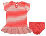 Clothe Funn Baby Girls Stripe Printed Frock With Bloomer, Peach
Short Sleeves Frock & Bloomer