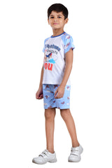 Clothe Funn Boys Half Sleeve Adventure Printed T-Shirt & Shorts Set, White/Sky Blue
Half Sleeve T-Shirt & Shorts