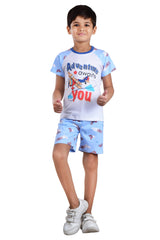 Clothe Funn Boys Half Sleeve Adventure Printed T-Shirt & Shorts Set, White/Sky Blue
Half Sleeve T-Shirt & Shorts