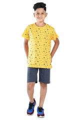 Clothe Funn Boys Half Sleeve Airplane Printed T-Shirt & Shorts Set, Gold/Navy
Half Sleeve T-Shirt & Shorts